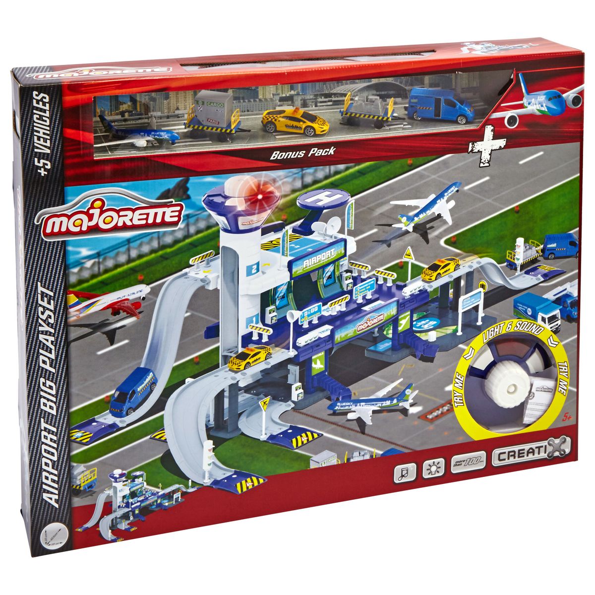 MAJORETTE Creatix Playset - Circuit Aéroport électronique + 5 véhicules