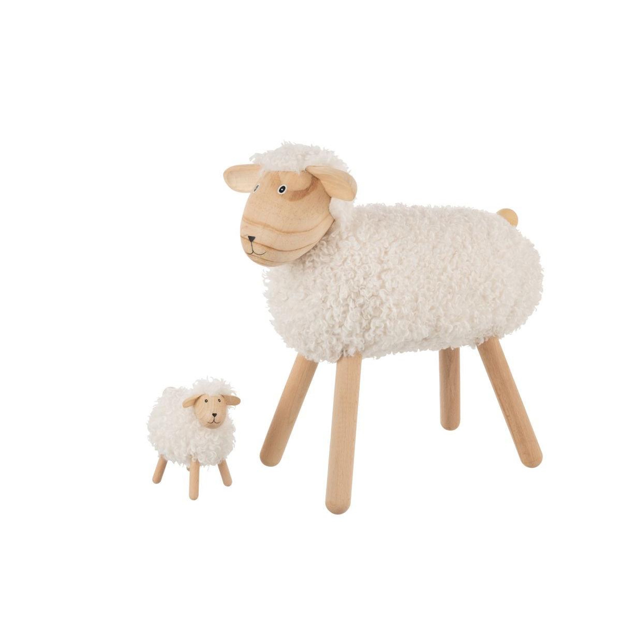 Voir la diapositive 3 : J-LINE Statuette mouton en bois  chalet  45cm blanc cassé