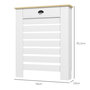 Voir la diapositive 3 : HOMCOM Cache-radiateur design panneau avec tiroir - grille d'aération horizontale à lattes - dim. 78L x 19l x 95H cm - MDF effet bois clair blanc