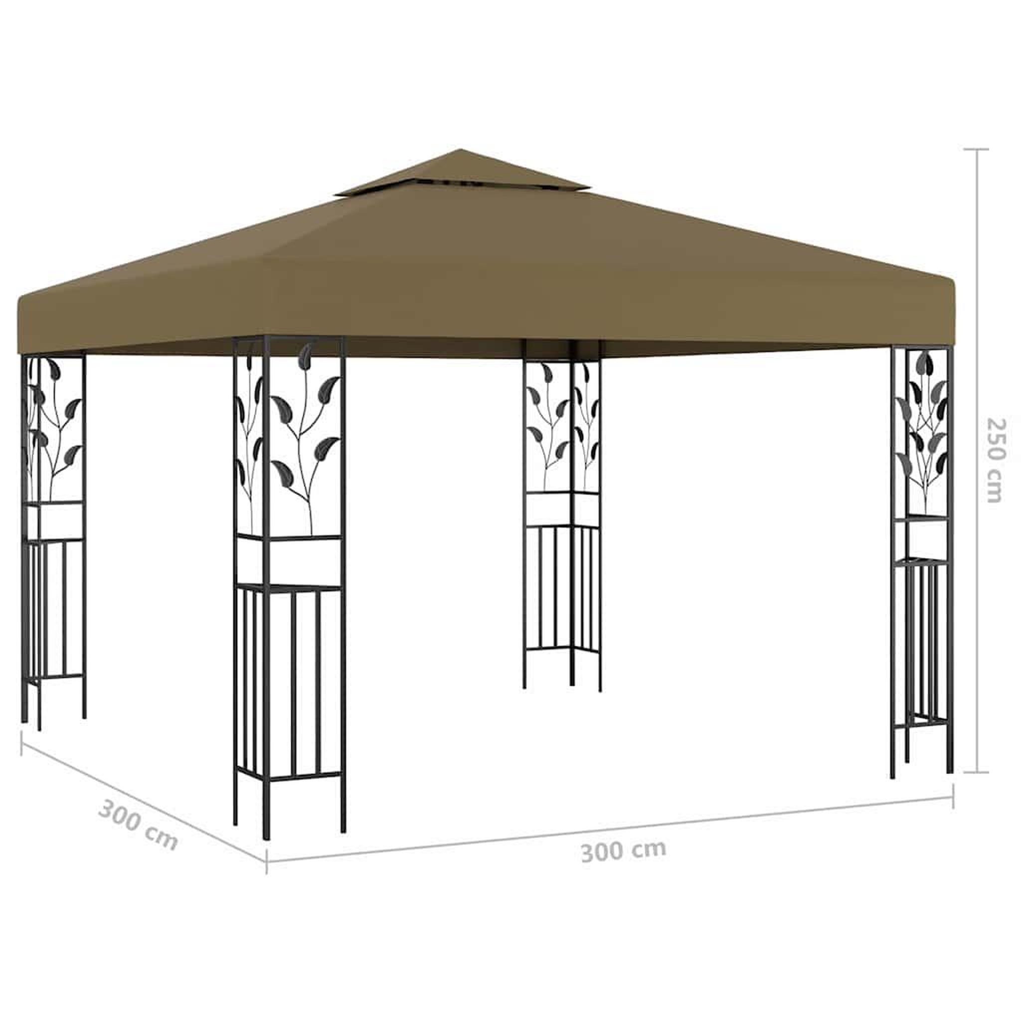 Voir la diapositive 3 : VIDAXL Tonnelle avec guirlande lumineuse a LED 3x3 m Taupe