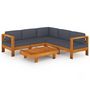 Voir la diapositive 2 : VIDAXL Salon de jardin 6 pcs avec coussins gris fonce Bois d'acacia