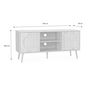 Voir la diapositive 4 : SWEEEK Meuble TV. Eva. décor bois et cannage arrondi 2 portes. 1 étagère L120 x l39 x H56.5cm