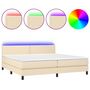 Voir la diapositive 2 : VIDAXL Sommier a lattes de lit et matelas et LED Creme 200x200cm Tissu