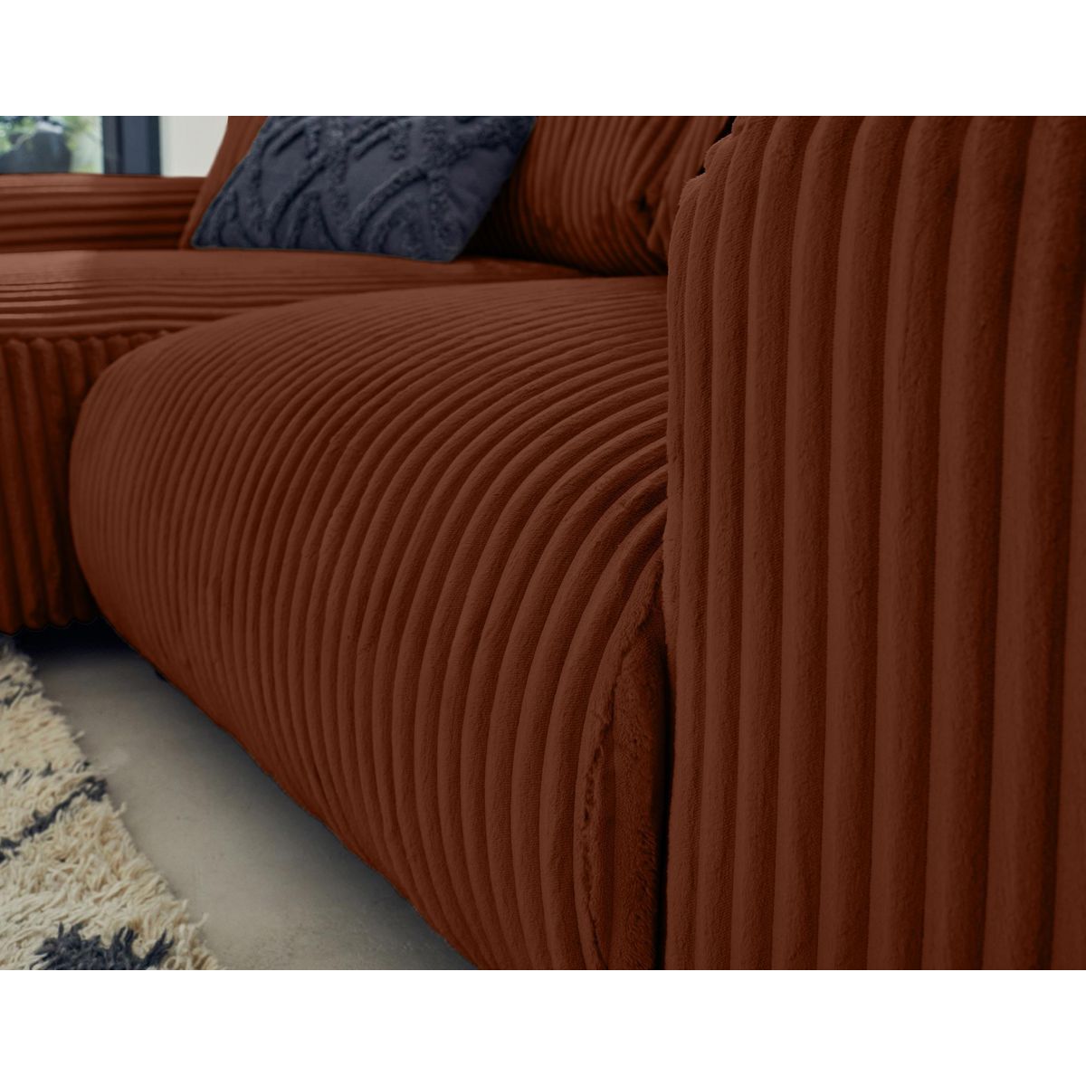 LISA DESIGN Garance - canapé d'angle réversible - 4 places - en velours côtelé grosses côtes