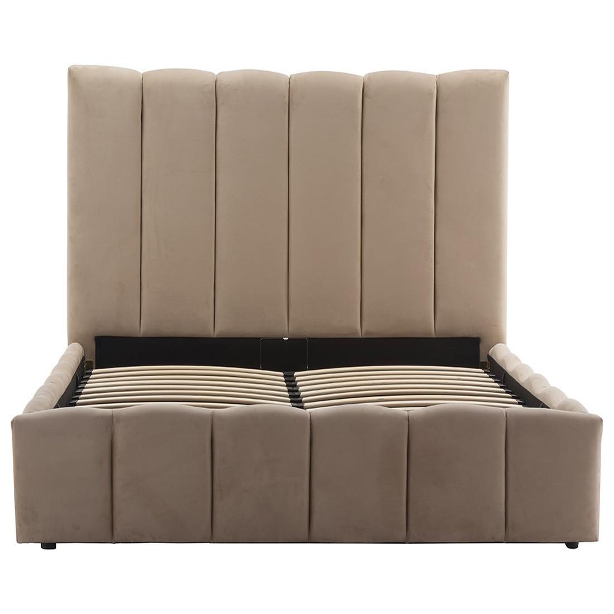 Voir la diapositive 1 : BEST MOBILIER Mermaid - lit coffre queen size - 160x200 cm - en velours - sommier inclus