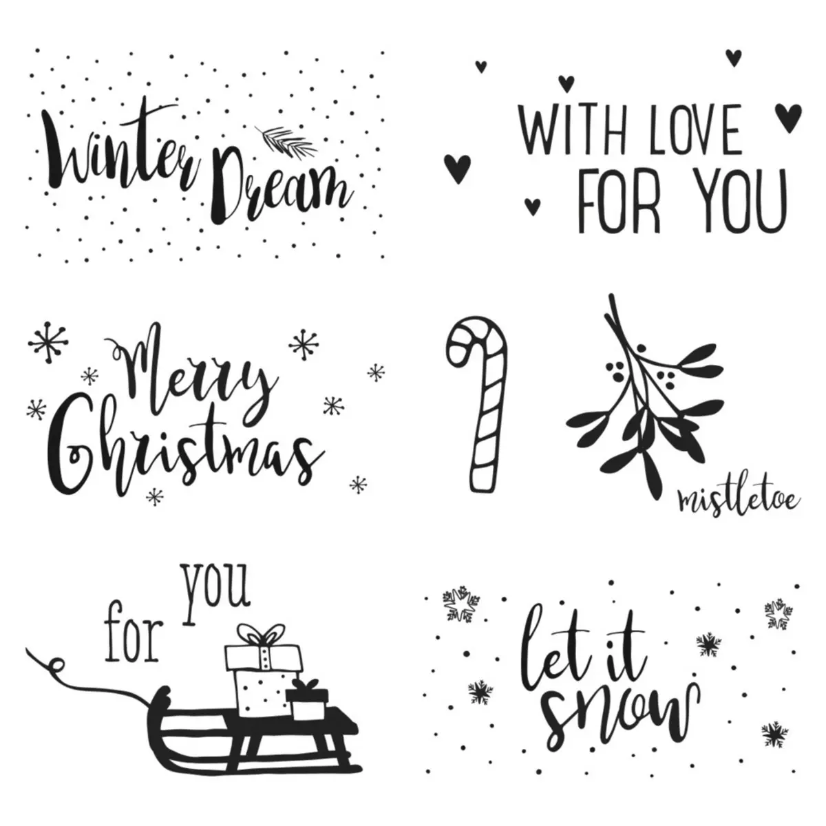 Rayher Clear Stamps -  Christmas Greetings , 102,5x97mm, 7motifs, 1feuille