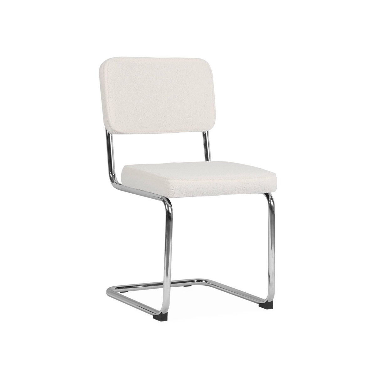 SWEEEK 2 chaises cantilever - Maja - à bouclettes couleur crème . 46 x 54.5 x 84.5cm