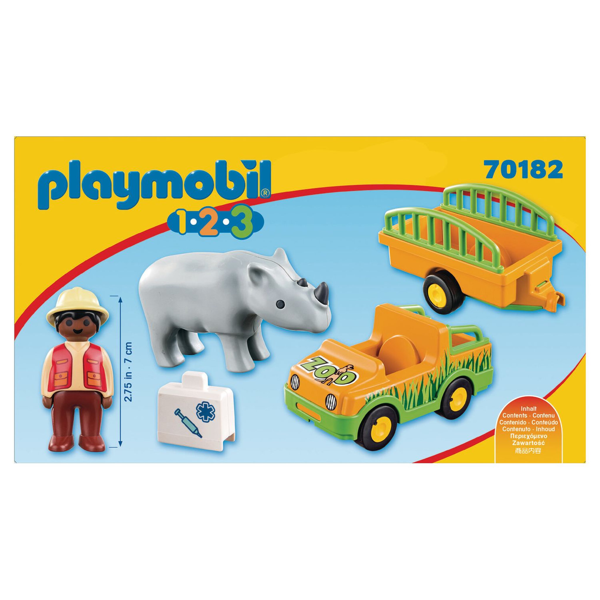 Voir la diapositive 5 : PLAYMOBIL 70182 - 1.2.3 - Vétérinaire avec véhicule et rhinocéros