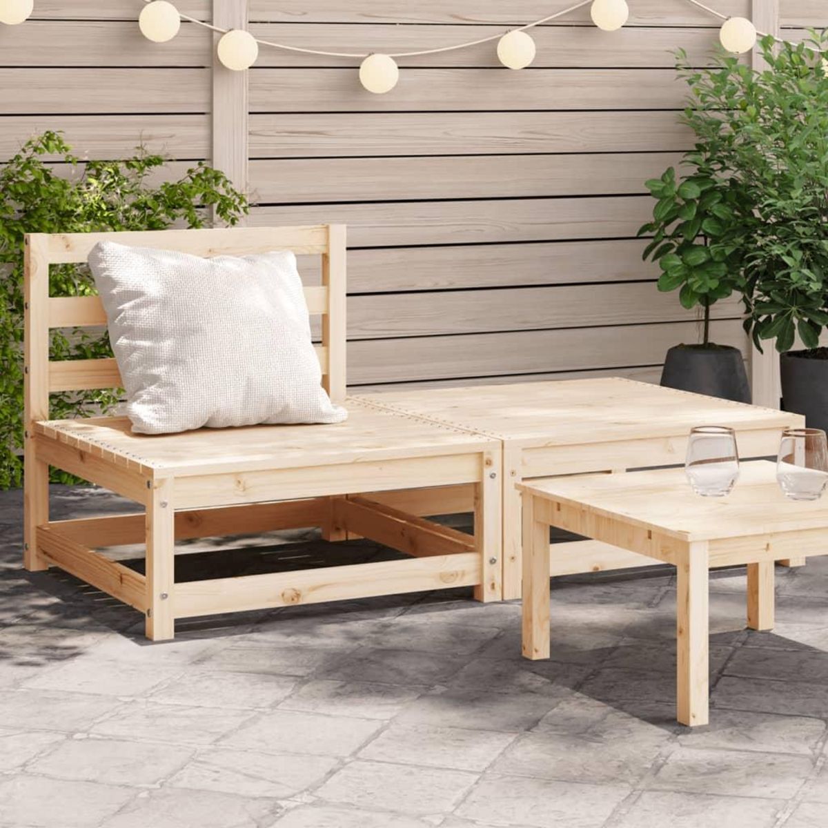 VIDAXL Canape de jardin sans accoudoirs repose-pieds bois pin massif