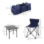 OUTSUNNY Table de camping + 4 chaises + sac de transport - pliant léger petit portable - pour pique-nique, festival, barbecue, randonnée, pêche - acier alu. noir Oxford bleu