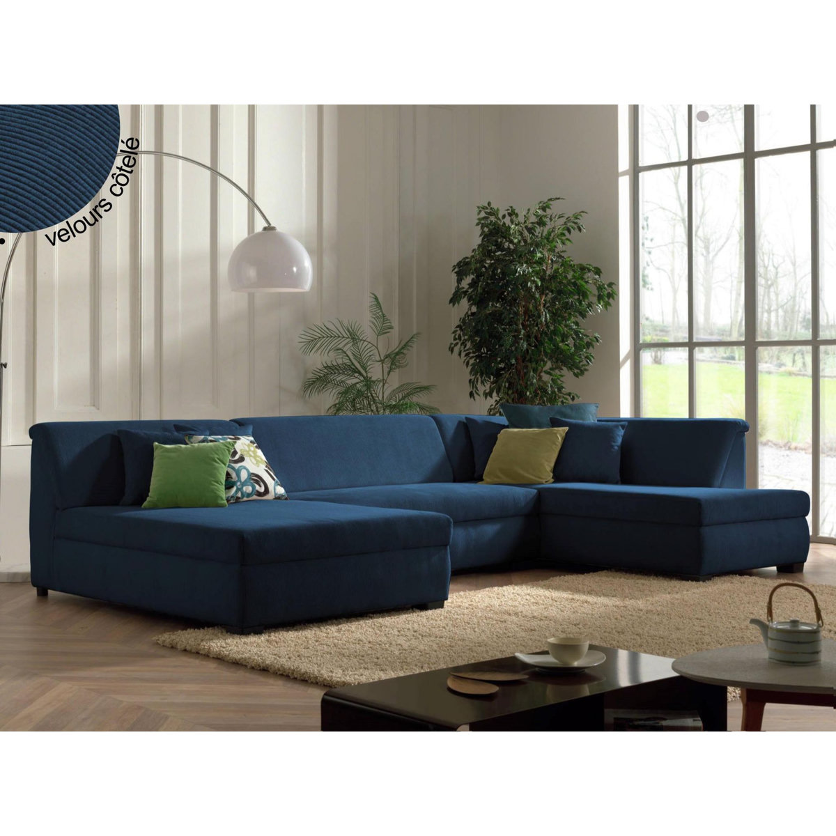 LISA DESIGN Malcom - canapé panoramique d'angle droit - en velours côtelé