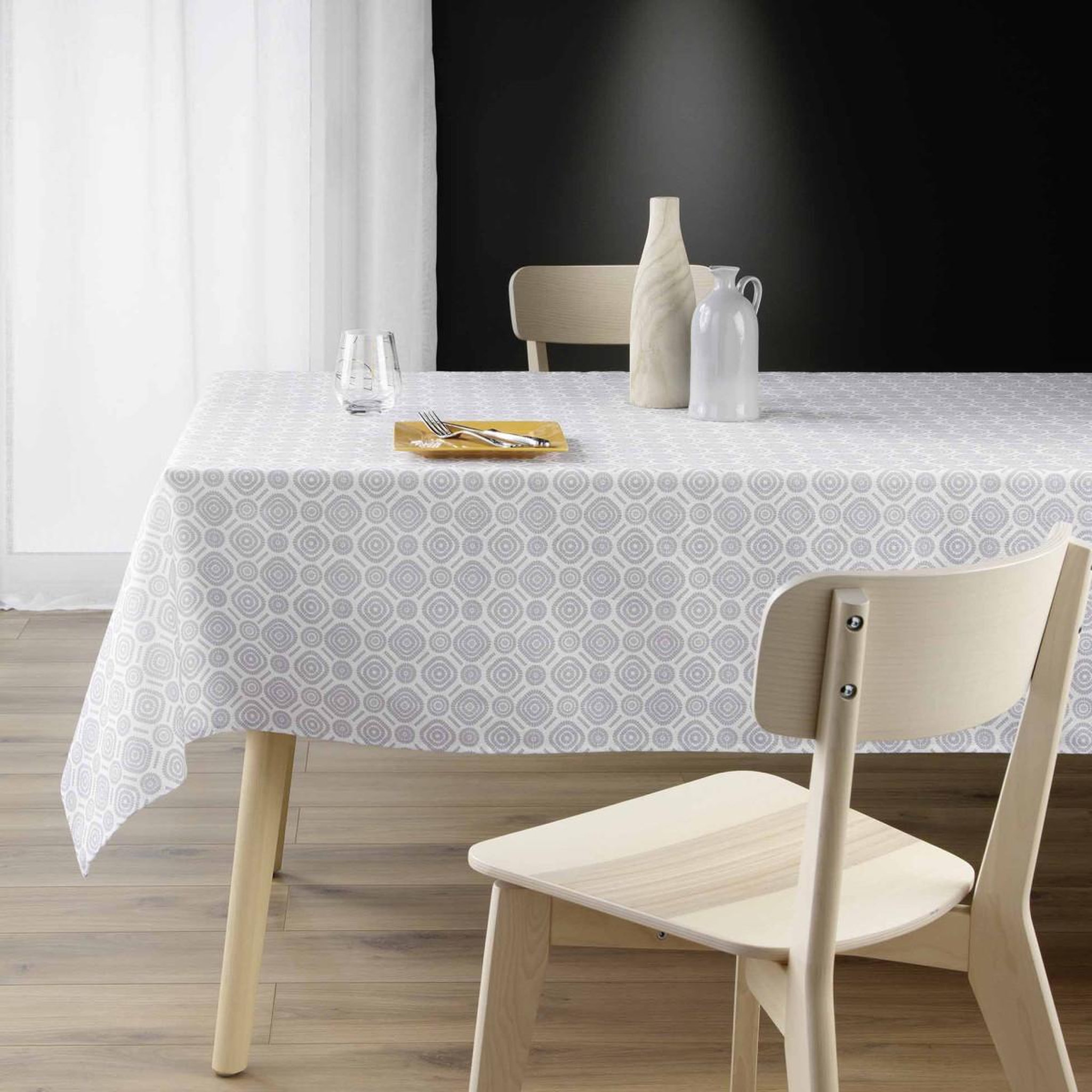 Voir la diapositive 2 : Douceur d'Intérieur Nappe infroissable imprimée  callis  140x240cm gris