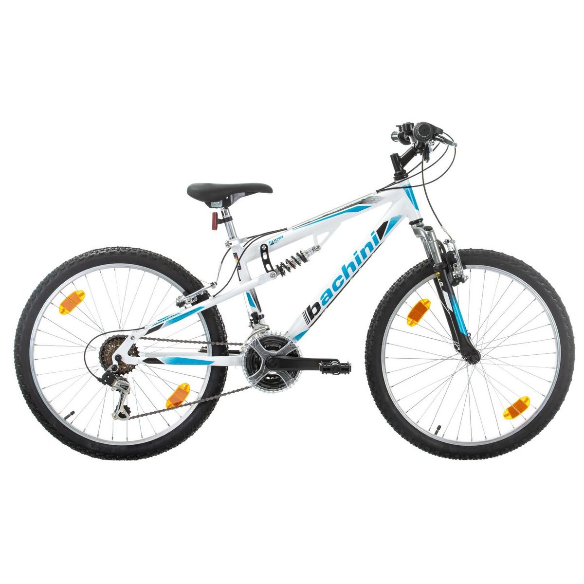 BACHINI Vélo enfant - VTT 24''  - Modèle Tout Suspendu avec transmission complète Shimano pour enfant de taille comprise entre 1.35 et 1.60m + Garde Boues offerts !