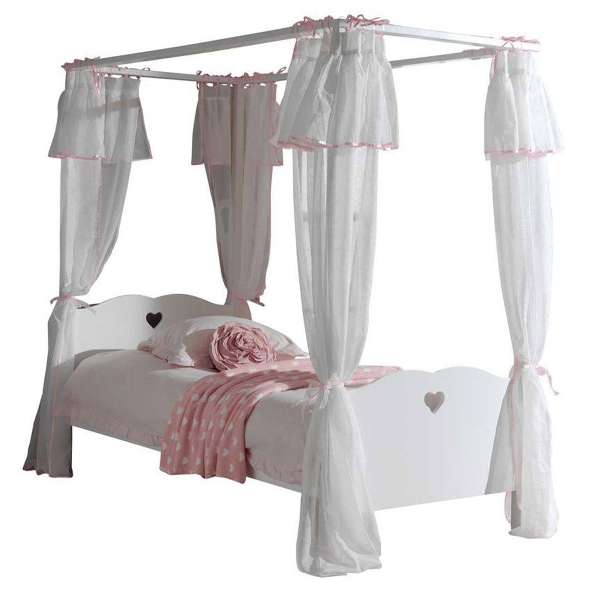 Paris Prix Lit enfant à baldaquin & voile  amori  90x200cm blanc