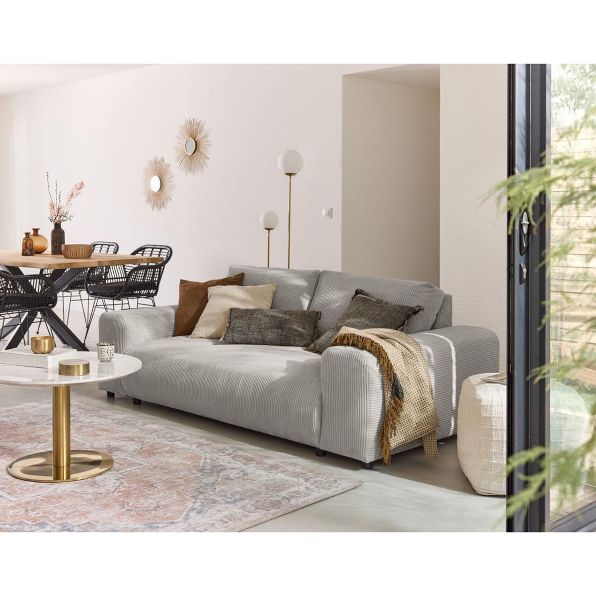 LISA DESIGN Garance - canapé droit 3 places - en velours côtelé