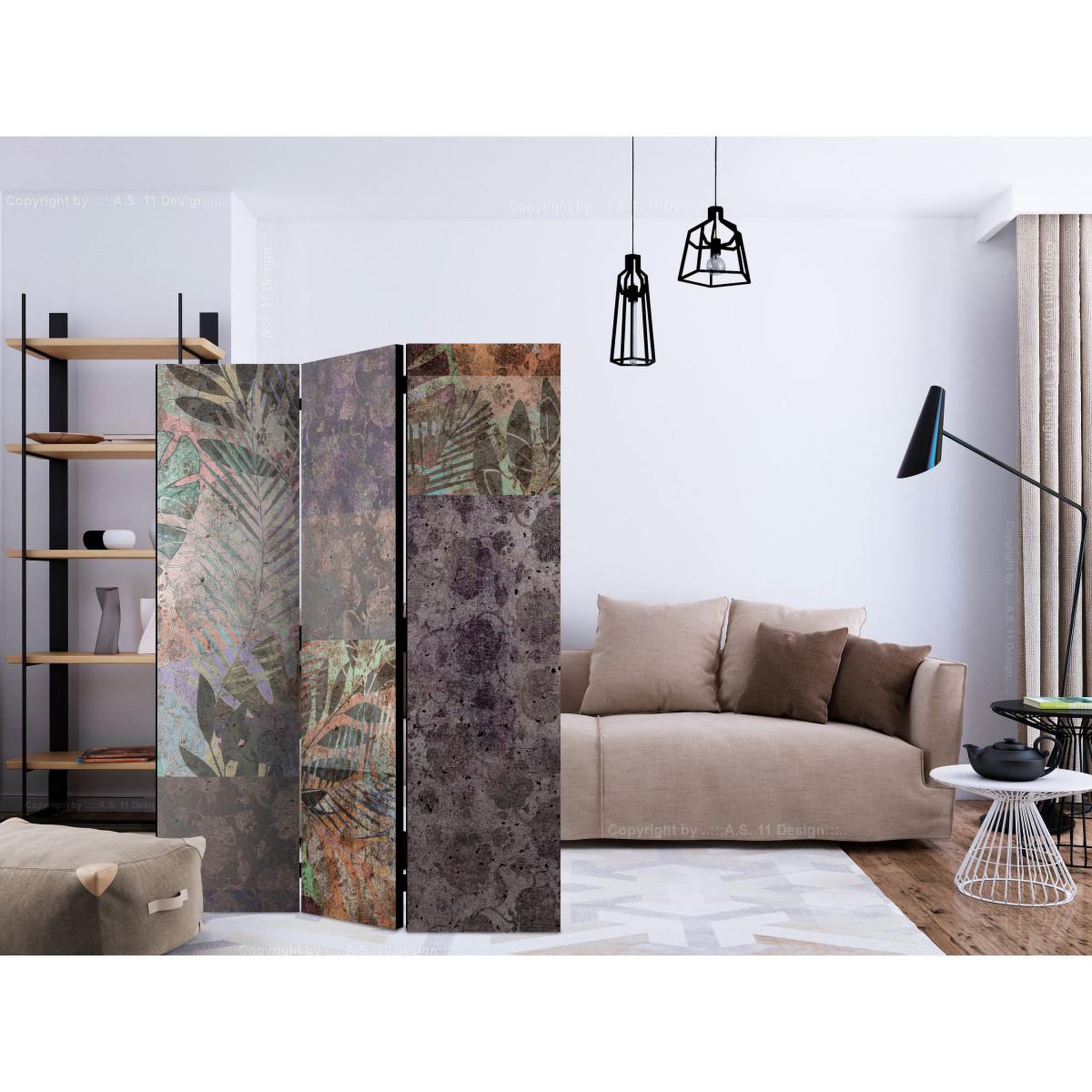 Voir la diapositive 2 : Paris Prix Paravent 3 volets  concrete garden  135x172cm