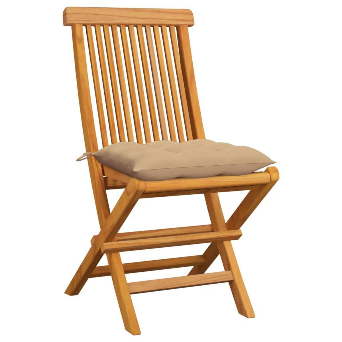 VIDAXL Chaises de jardin et coussins beige lot de 6 Bois teck massif