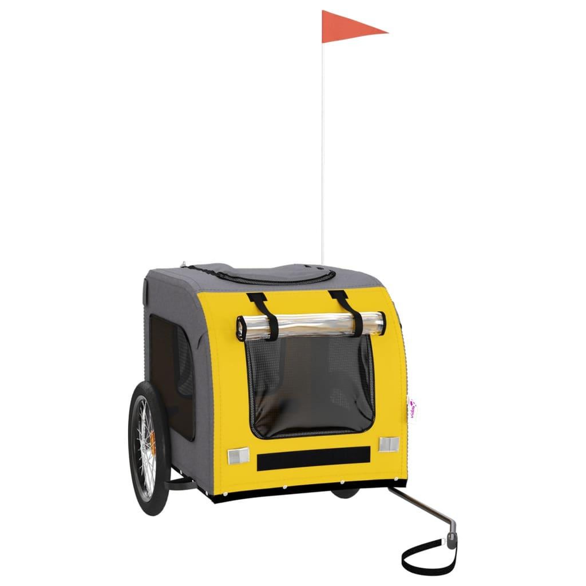 Voir la diapositive 2 : VIDAXL Remorque de velo pour animaux de compagnie jaune et gris