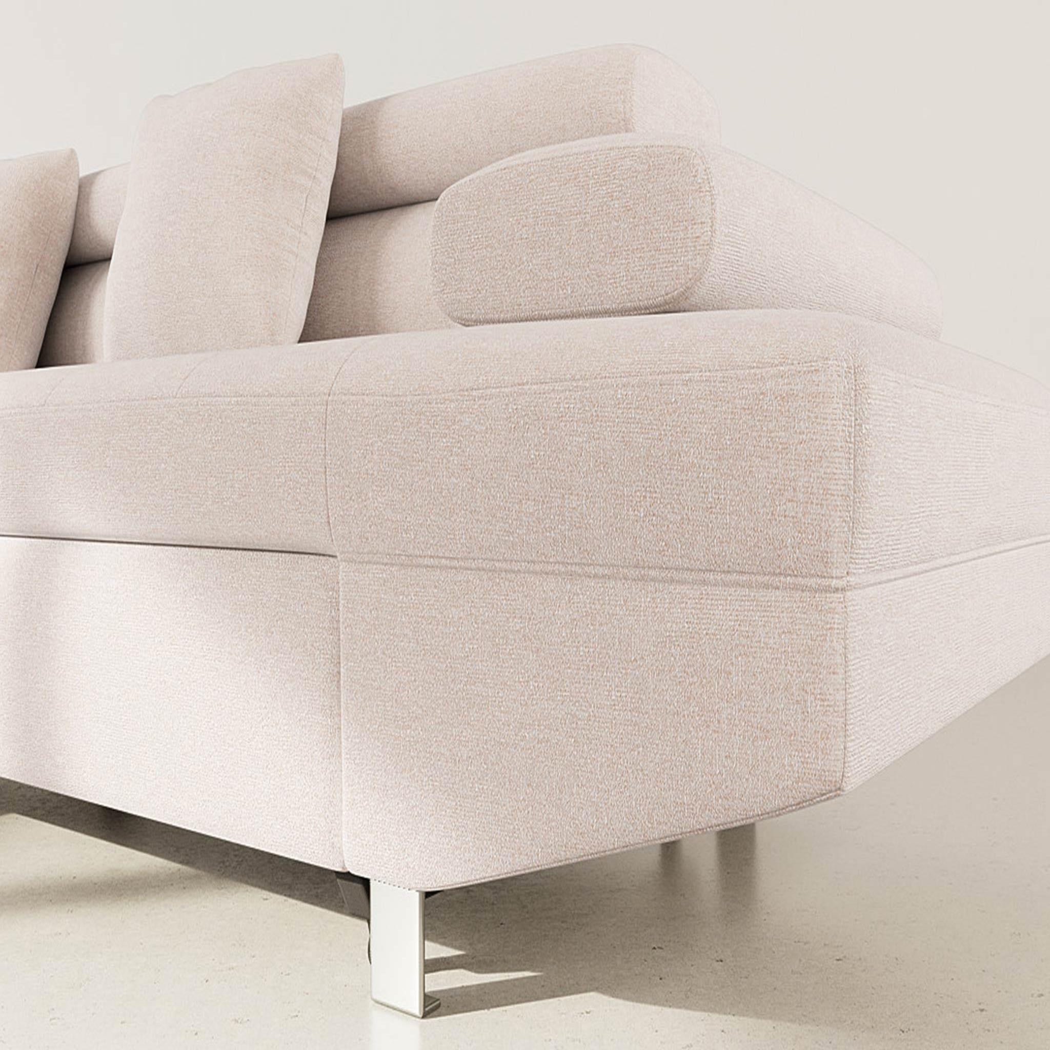 Voir la diapositive 4 : BEST MOBILIER Margaux - canapé d'angle gauche 5 places convertible avec coffre et têtières réglables en velours texturé
