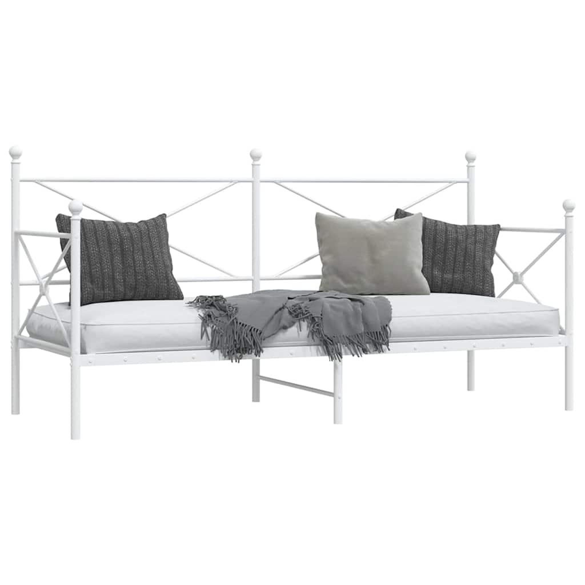 Voir la diapositive 4 : VIDAXL Lit de repos sans matelas blanc 90x200 cm acier