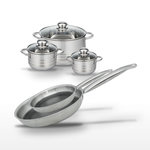 ELO Lot 2 Poêles 24/28cm & 3 Faitouts 12/14/24cm Elo Relief Solution