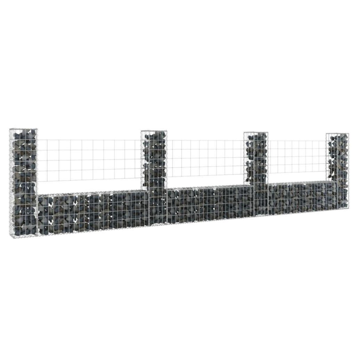 VIDAXL Panier de gabion en forme de U avec 4 poteaux Fer 380x20x100 cm