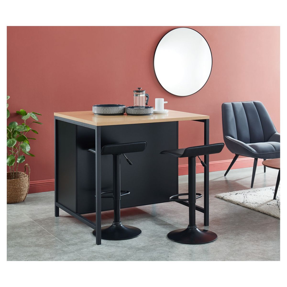 Îlot central de cuisine 1 tiroir 1 porte 1 étagère - L100cm PEPER