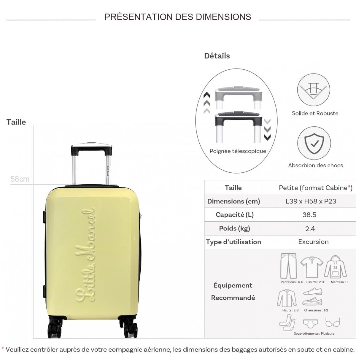 Little Marcel Valise cabine rigide polycarbonate TSA 58 cm