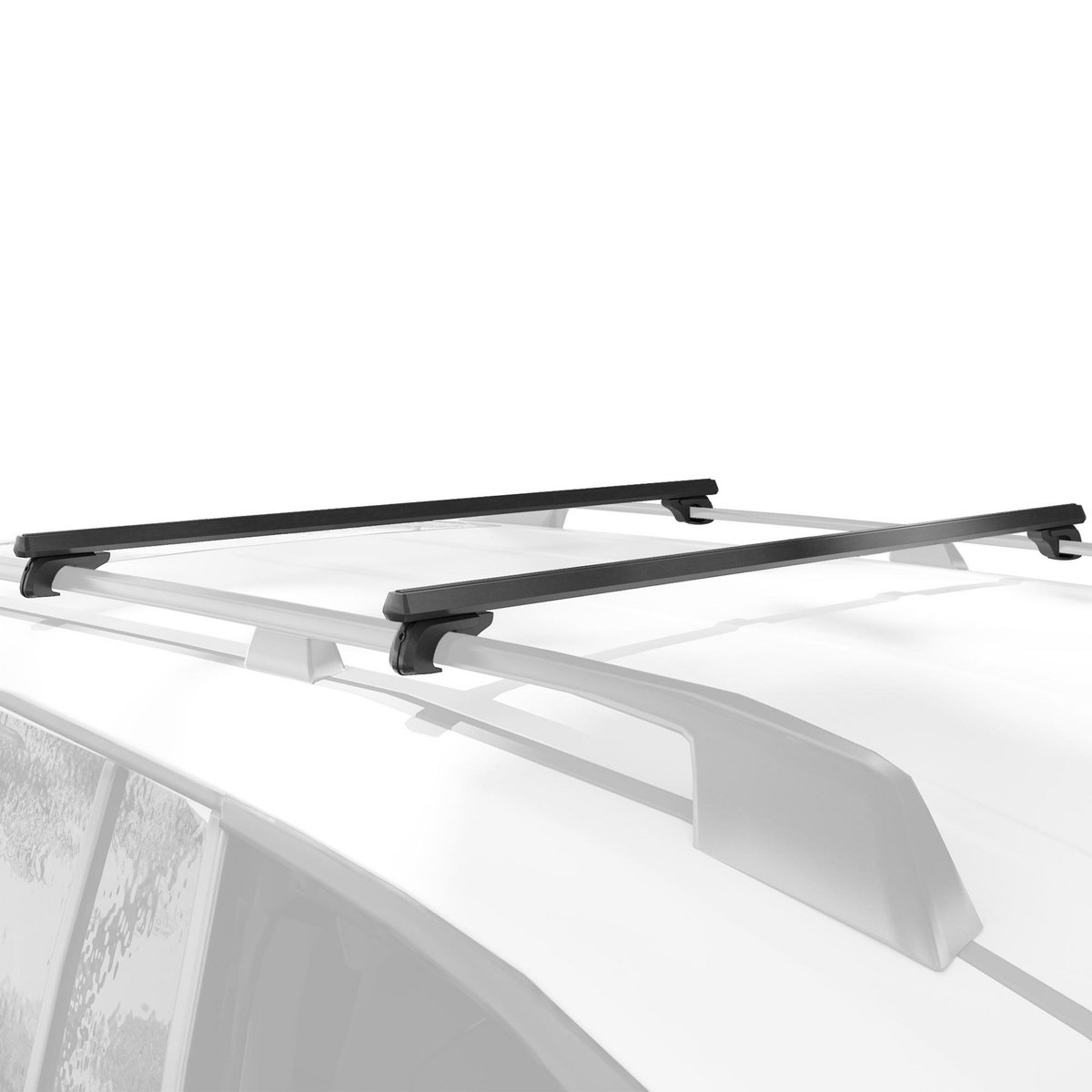 HOMCOM Barres de toit de voiture verrouillables 2 clés fournies dim. 135L x 5,5l x 7H cm aluminium noir