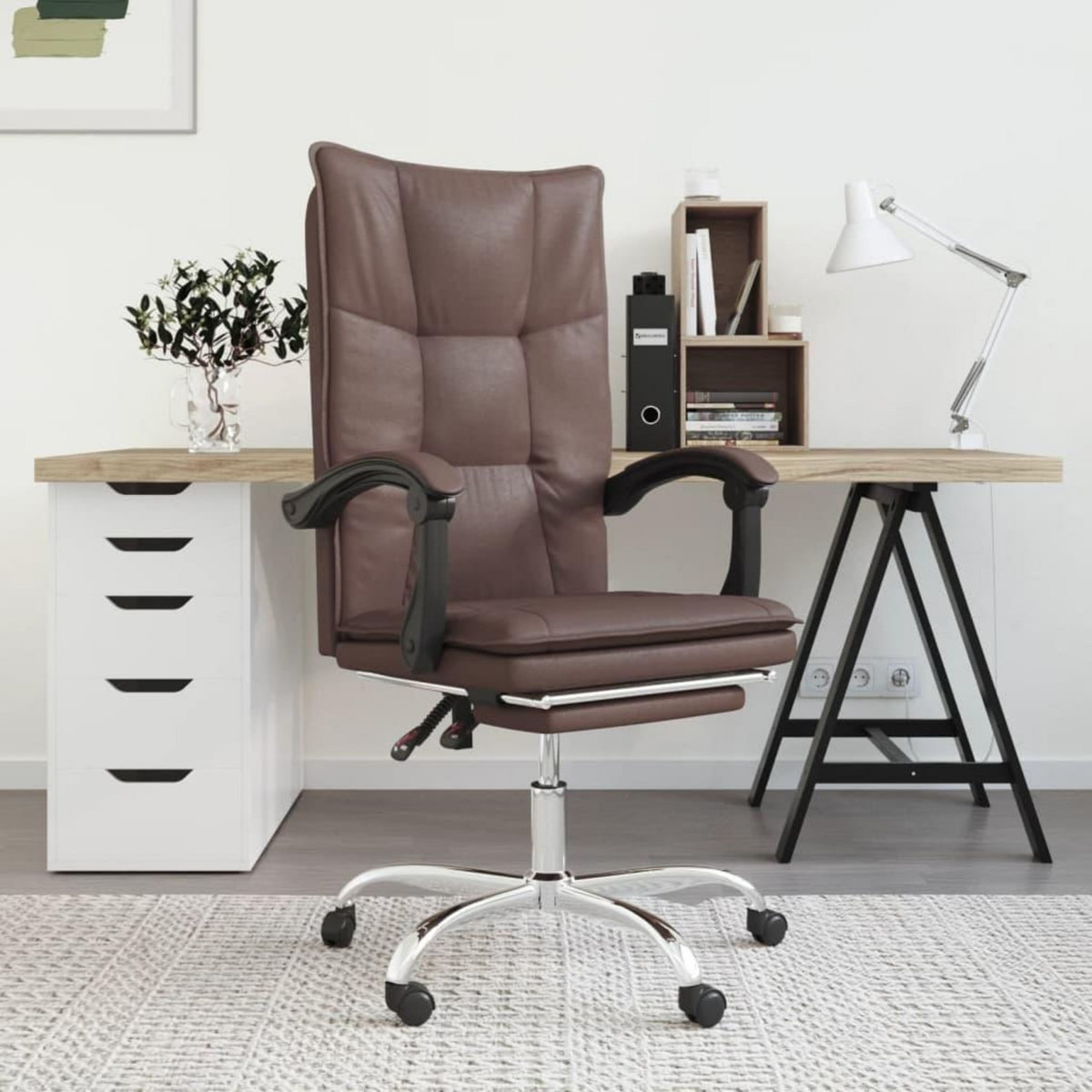 VIDAXL Fauteuil inclinable de bureau Marron Similicuir
