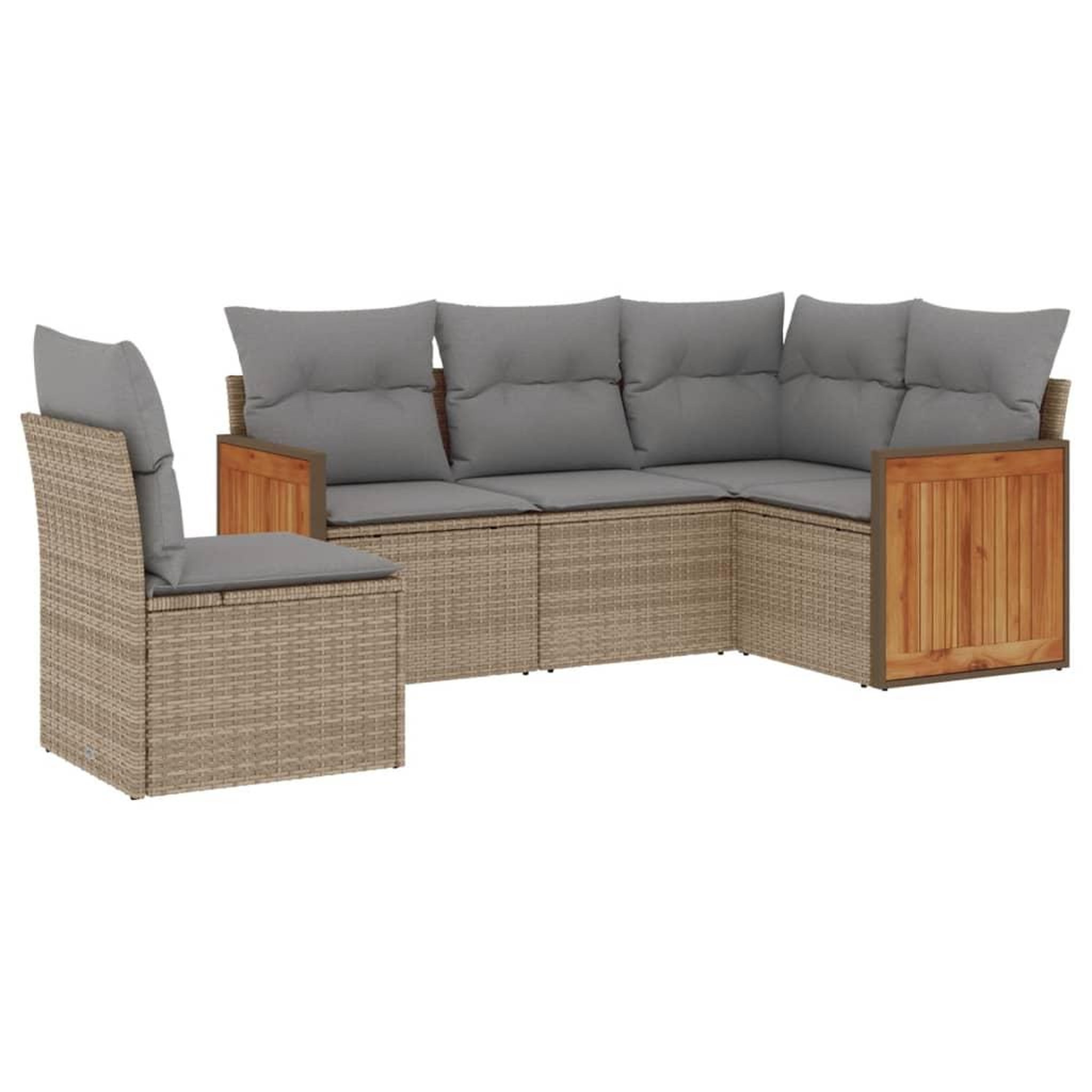 Voir la diapositive 2 : VIDAXL Salon de jardin avec coussins 5 pcs beige resine tressee