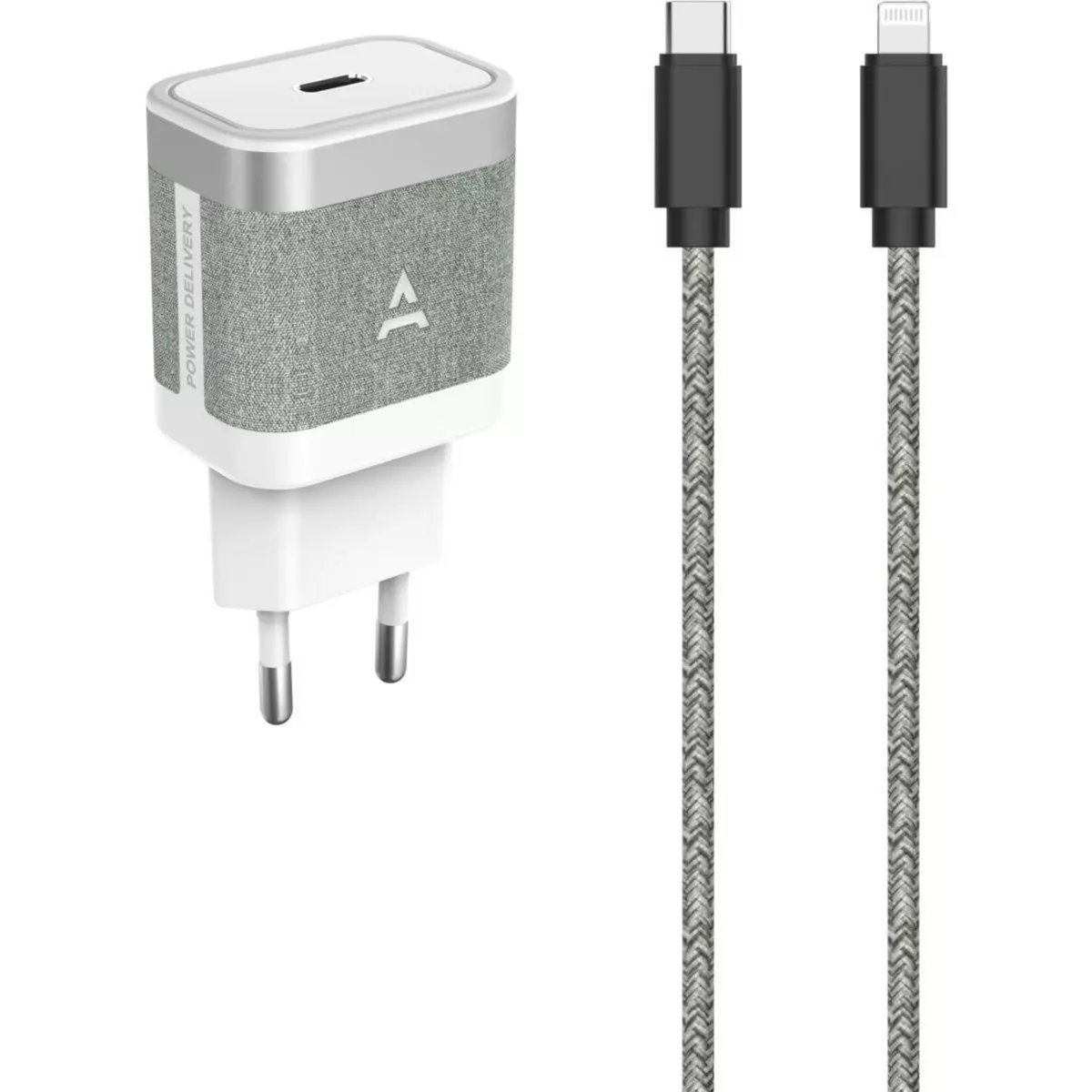 ADEQWAT Chargeur secteur 30W + cable USB-C / Ligthning