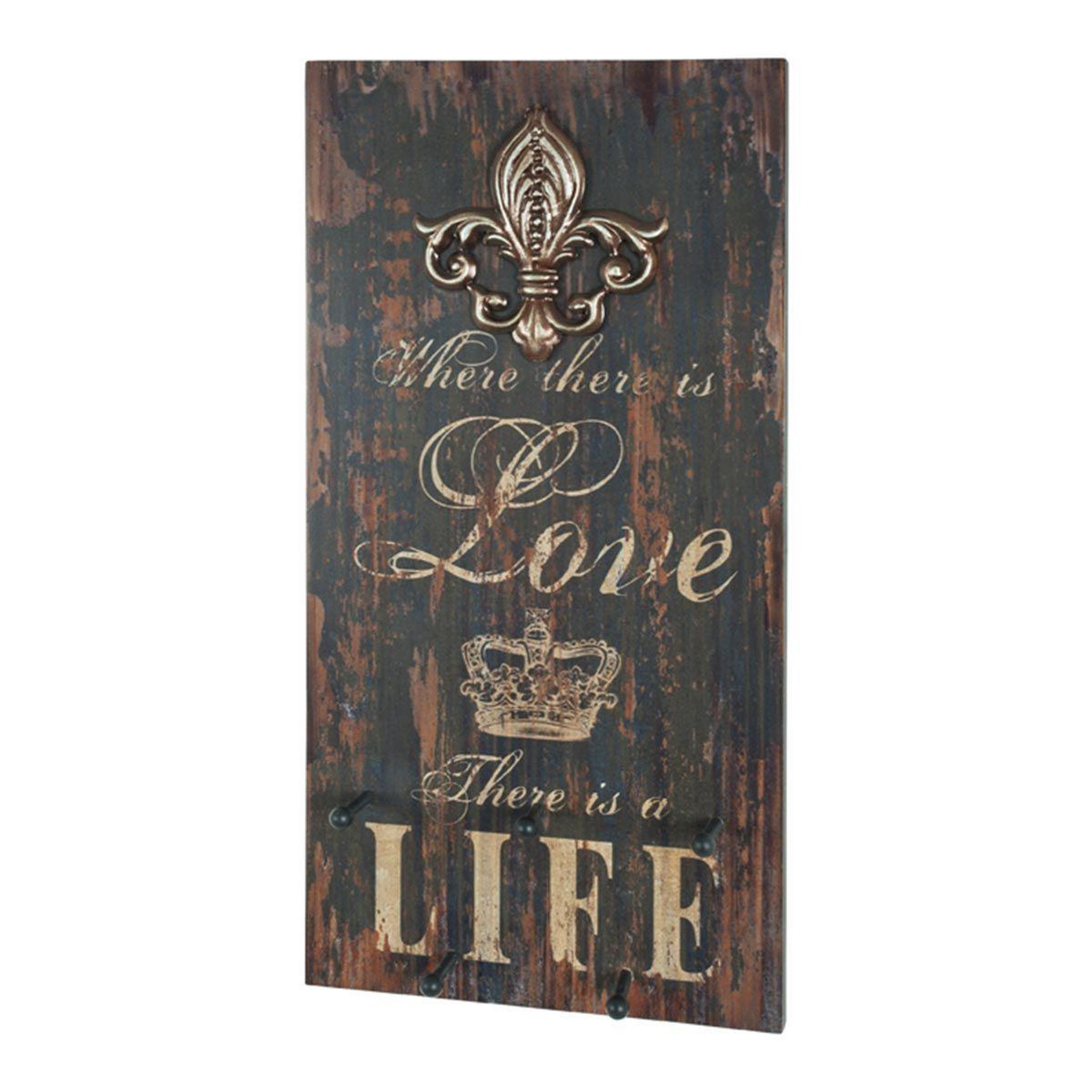 Paris Prix Patère murale 5 crochets  love life  60cm naturel
