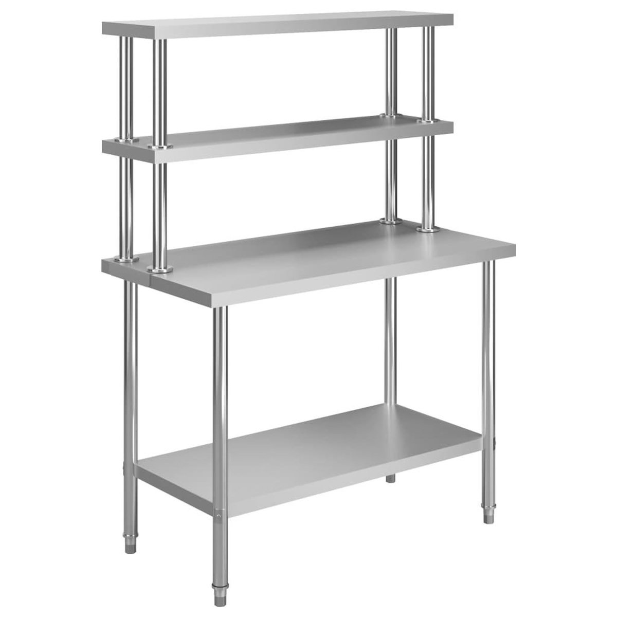 VIDAXL Table de travail de cuisine avec etagere 120x60x150 cm Inox