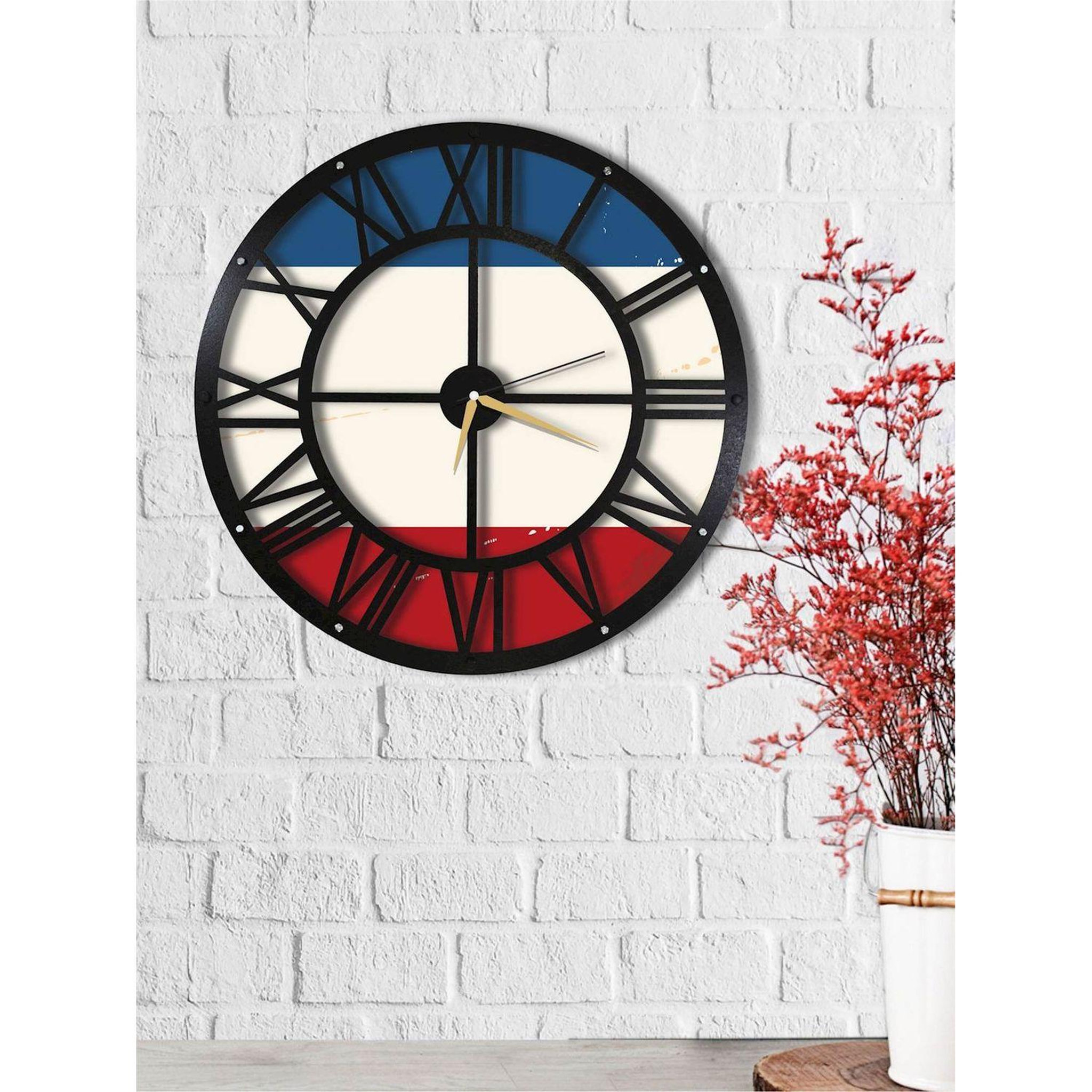 Voir la diapositive 2 : HOME MANIA Horloge murale en métal wall