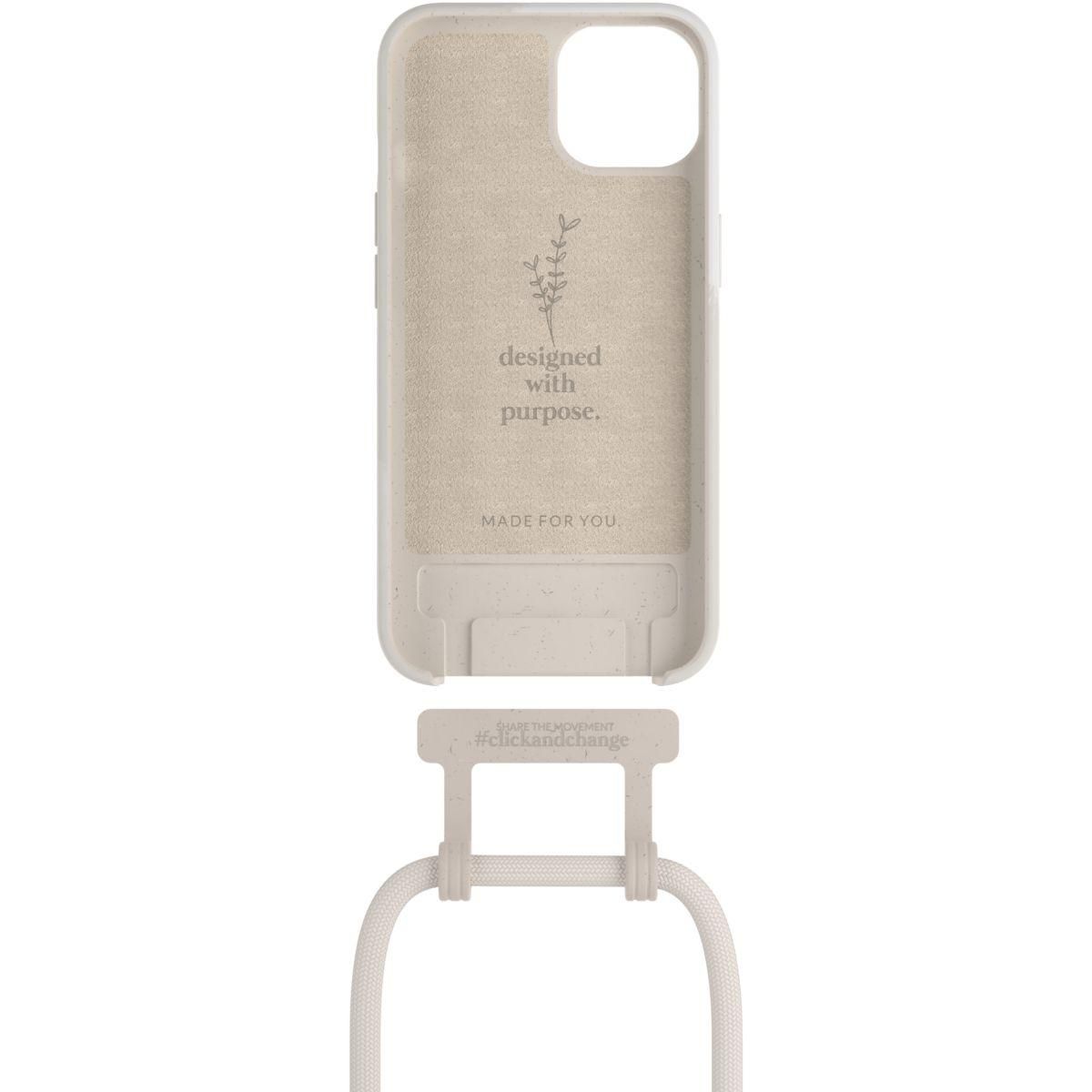 WOODCESSORIES Coque avec cordon iPhone 13 mini Tour de cou blanc