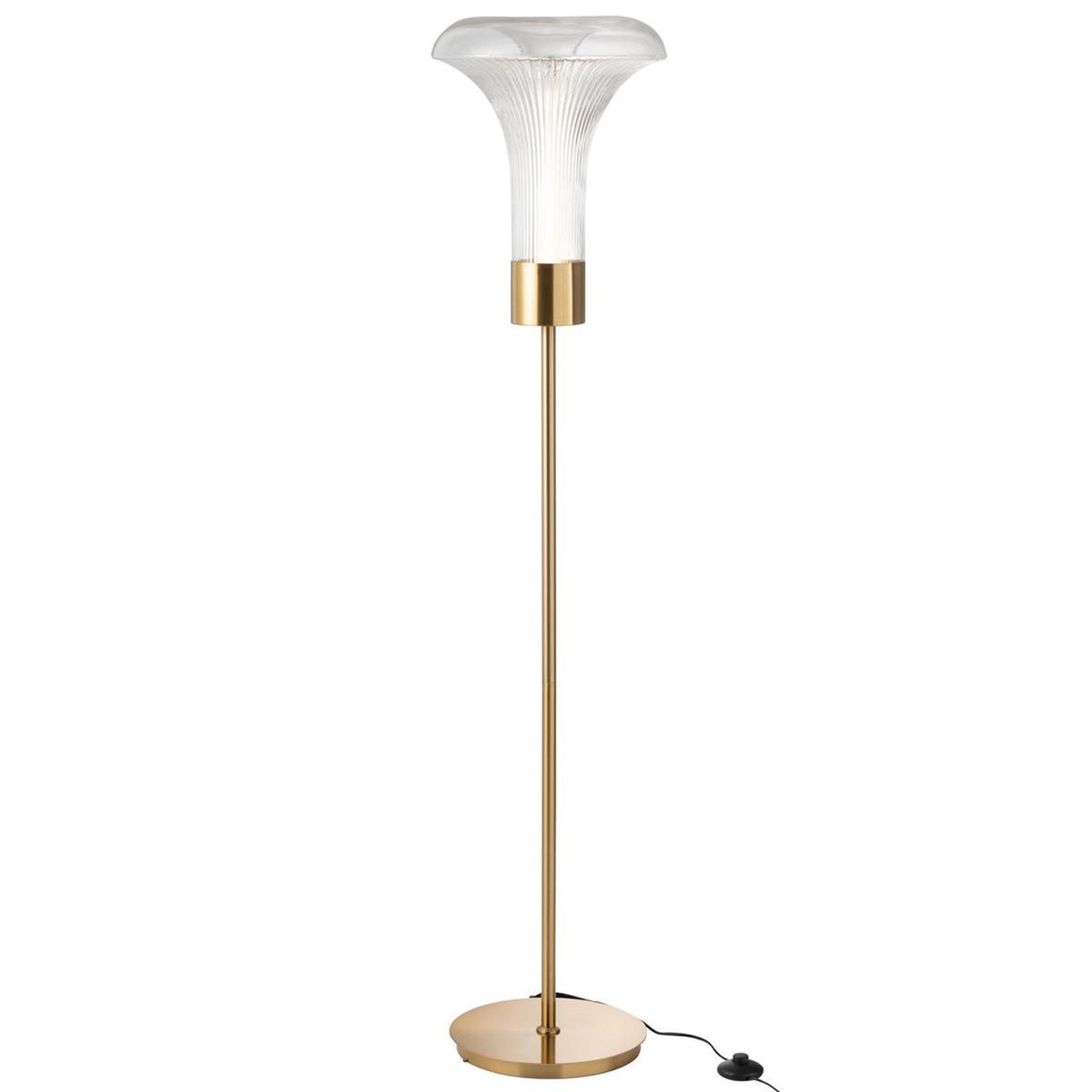Voir la diapositive 2 : J-LINE Lampadaire en verre  vito  155cm transparent & or