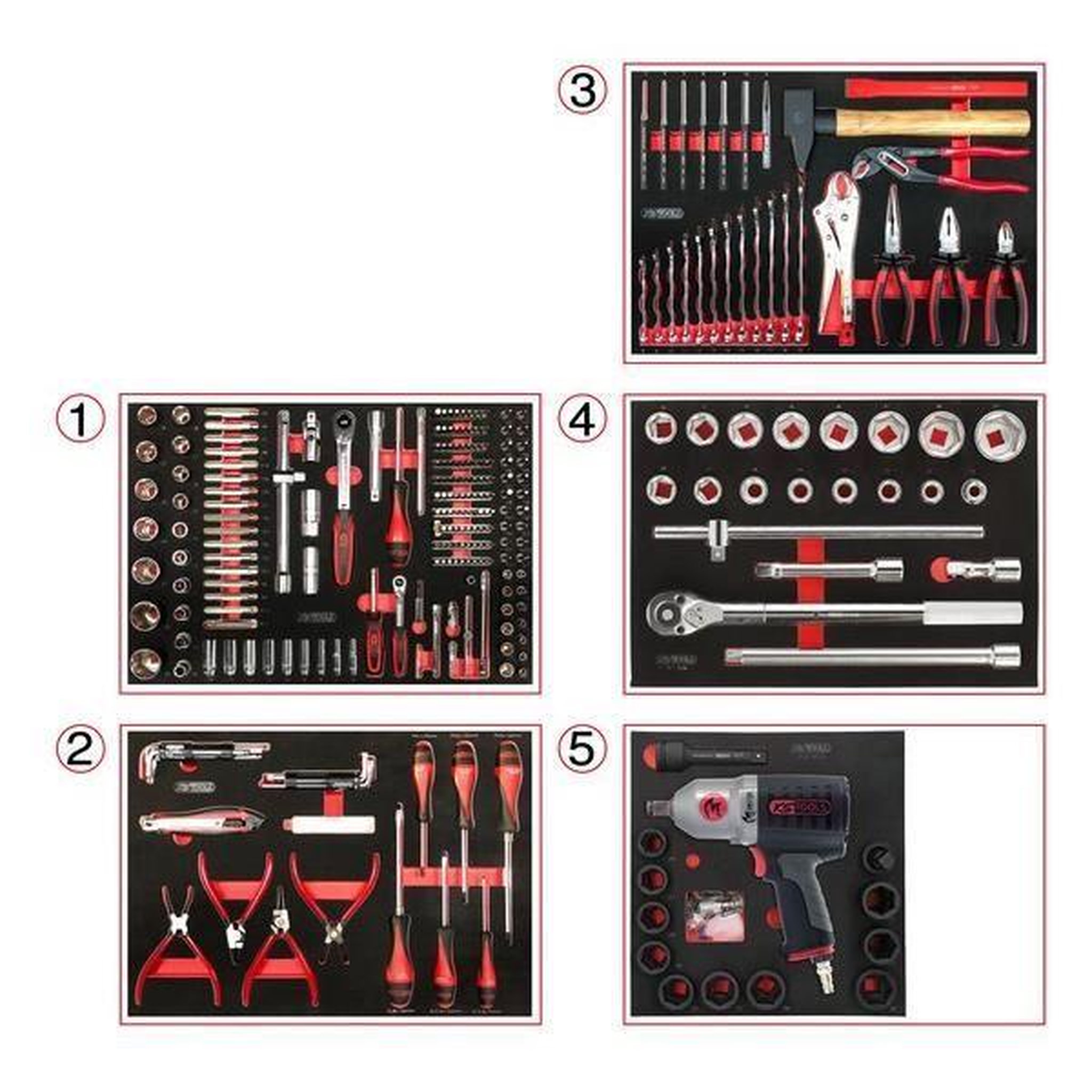 Voir la diapositive 5 : KS TOOLS Servante d'atelier - equipée - 6 tiroirs - ks tools - 824.6298f - noir - equipée de 298 outils pl - fabriquée en france