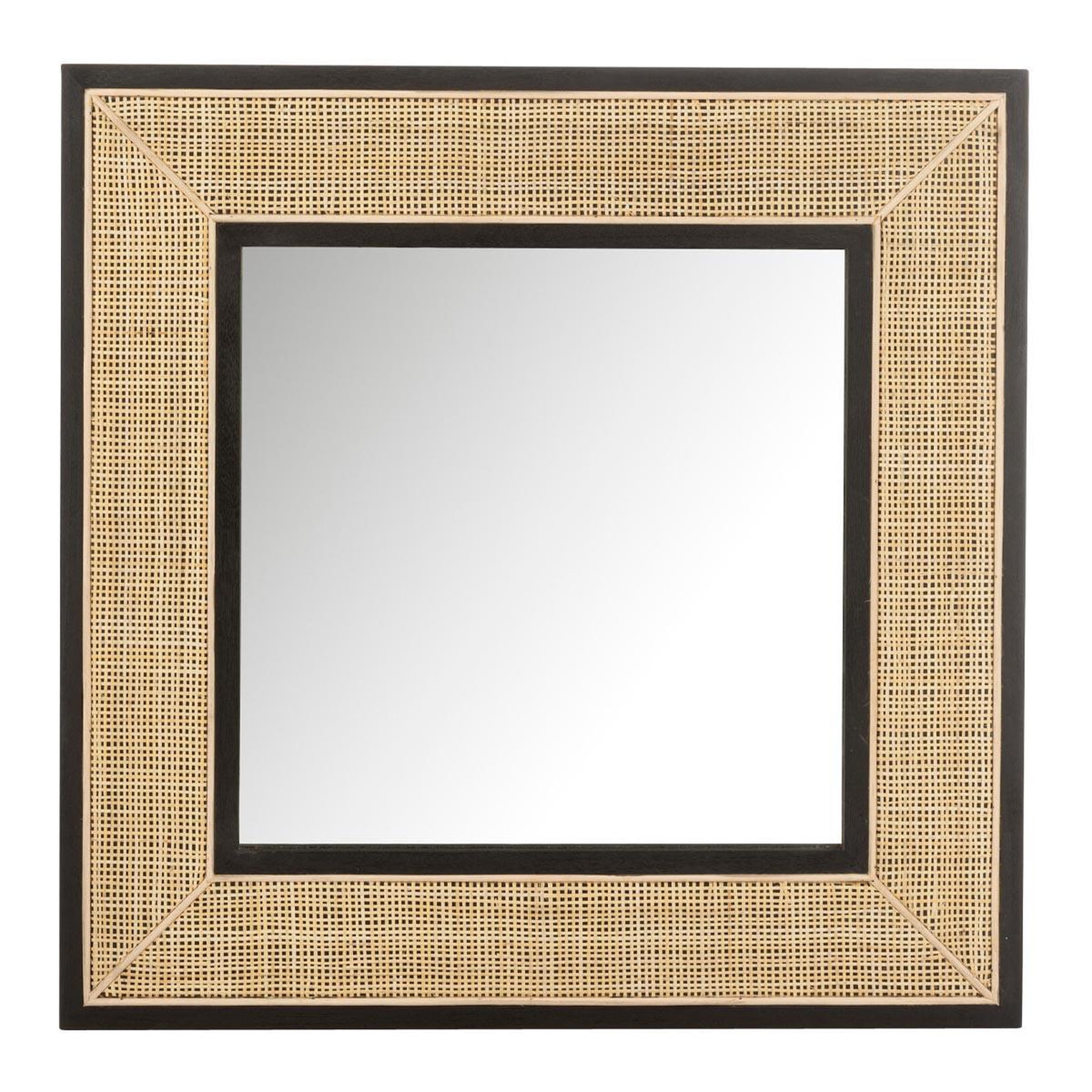 J-LINE Miroir Mural en Rotin  Molly  80cm Naturel & Noir