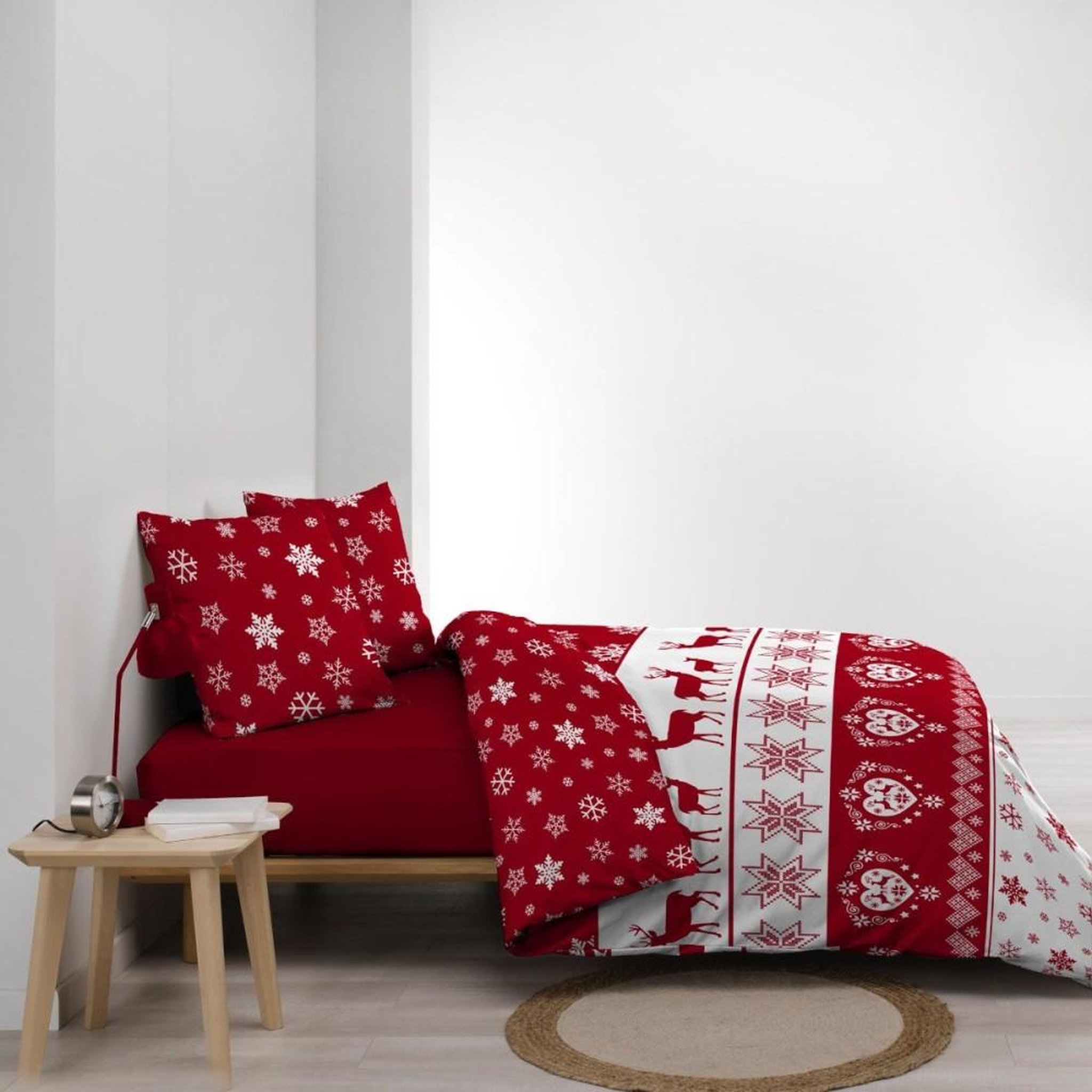 Voir la diapositive 3 : Douceur d'Intérieur Housse de couette 240x220 + 2 taies FLOCONETTE microfibre flanelle