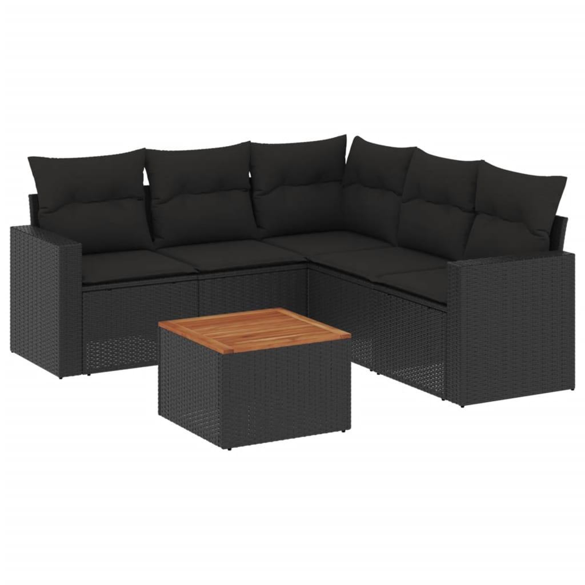 Voir la diapositive 2 : VIDAXL Salon de jardin 6 pcs avec coussins noir resine tressee