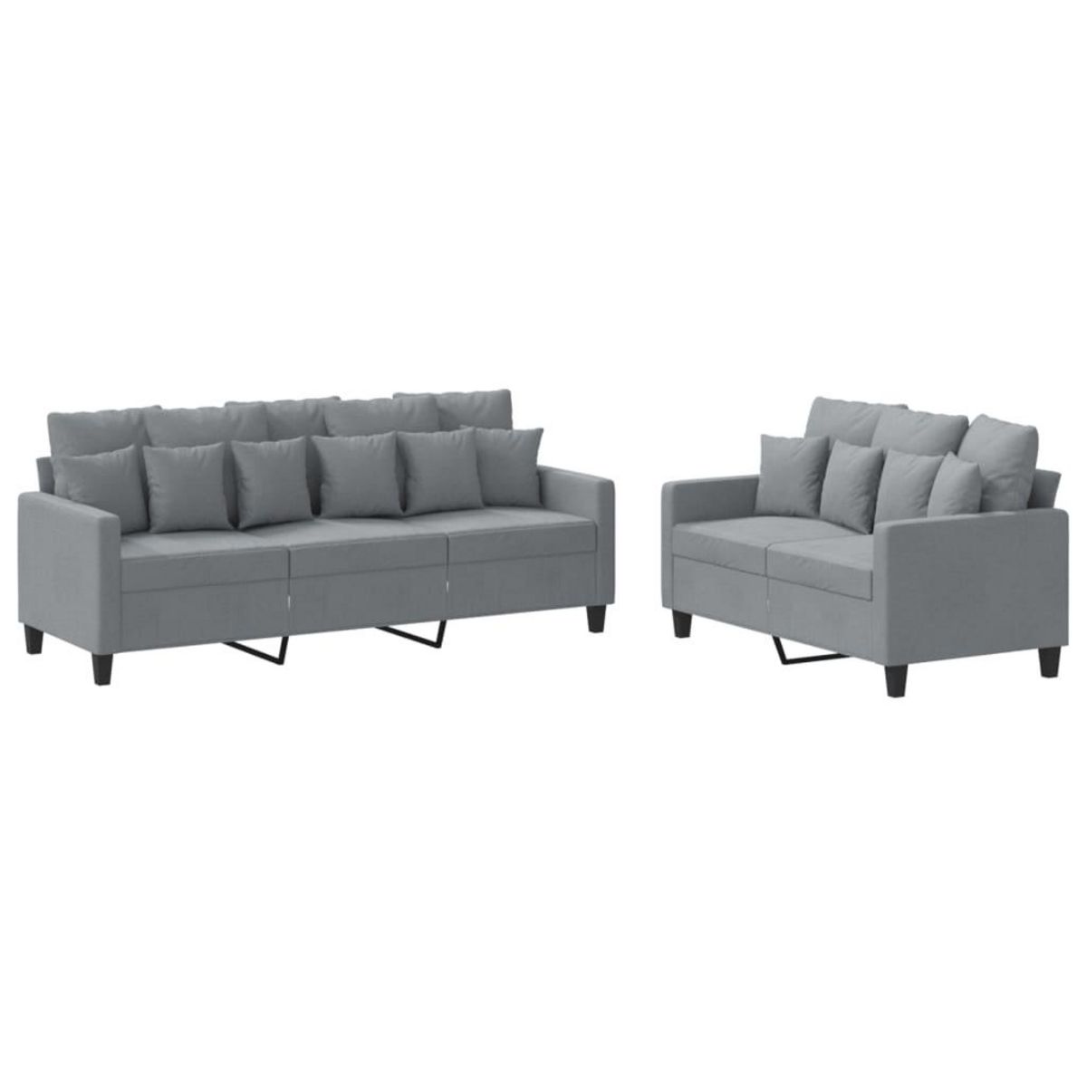 VIDAXL Ensemble de canapes 2 pcs avec coussins Gris clair Tissu