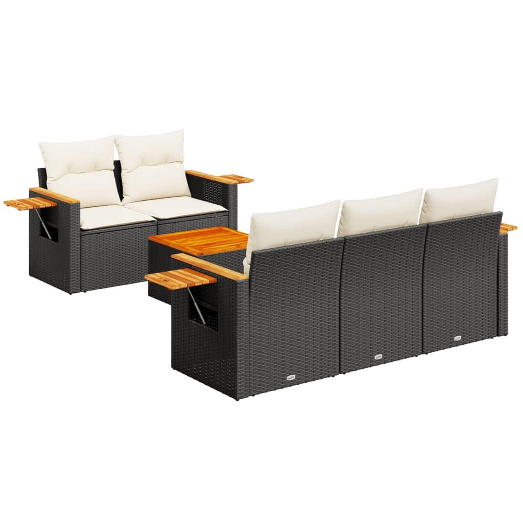 Voir la diapositive 2 : VIDAXL Salon de jardin 6 pcs avec coussins noir resine tressee