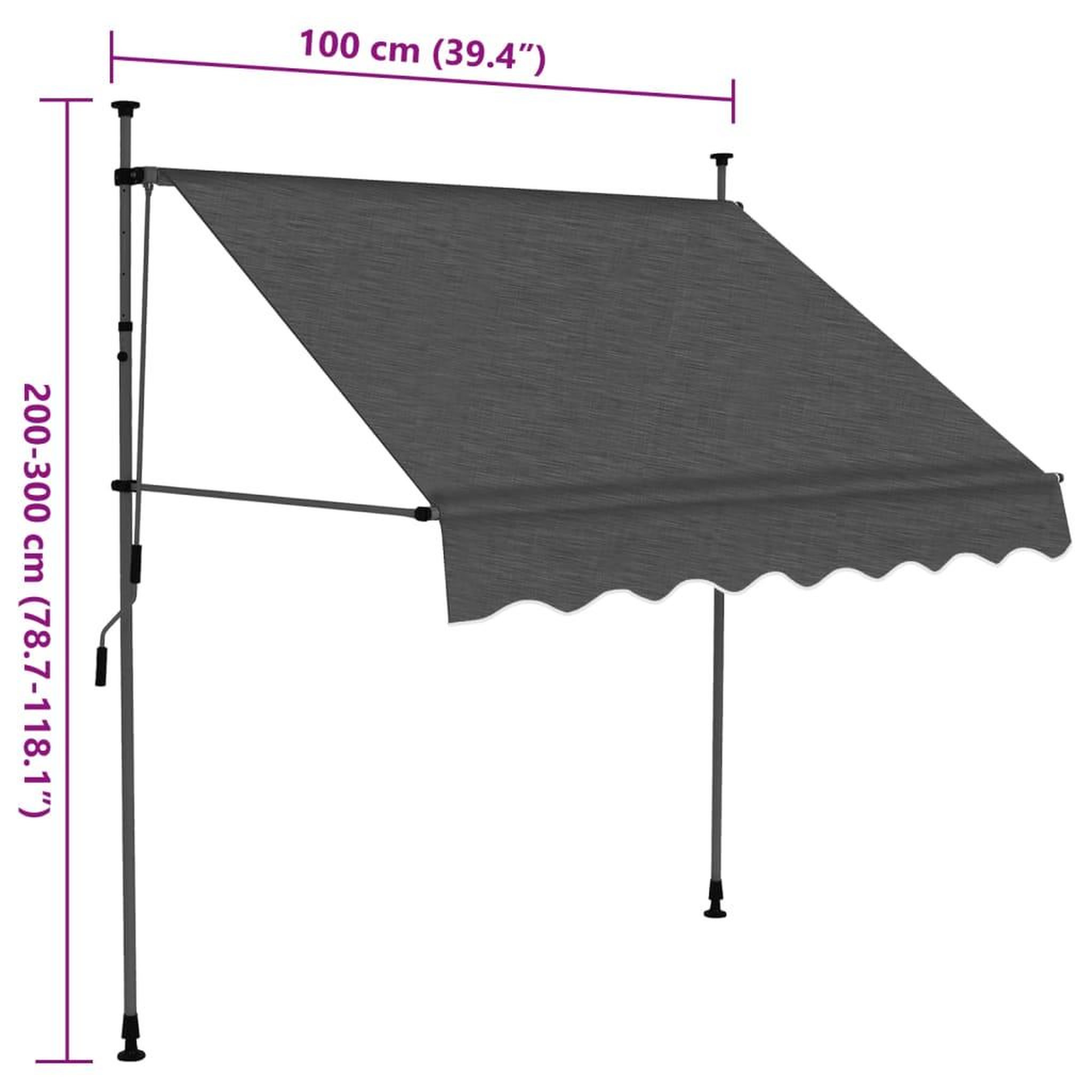 Voir la diapositive 6 : VIDAXL Auvent manuel retractable avec LED 100 cm Anthracite