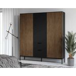 BEST MOBILIER Savanna - armoire - effet bois et noir - 185x180 cm. Coloris disponibles : Bicolore