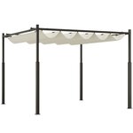 OUTSUNNY Pergola rétractable 3 x 3 m acier époxy noir polyester haute densité 180 g/m² UPF30+ crème