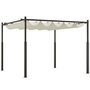 Voir la diapositive 1 : OUTSUNNY Pergola rétractable 3 x 3 m acier époxy noir polyester haute densité 180 g/m² UPF30+ crème