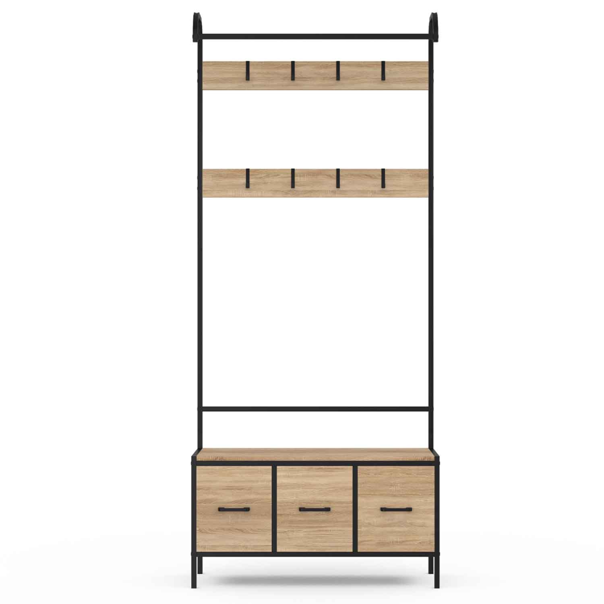 Voir la diapositive 3 : ID MARKET Vestiaire d'entrée utah avec banc et 3 tiroirs en tissu design industriel