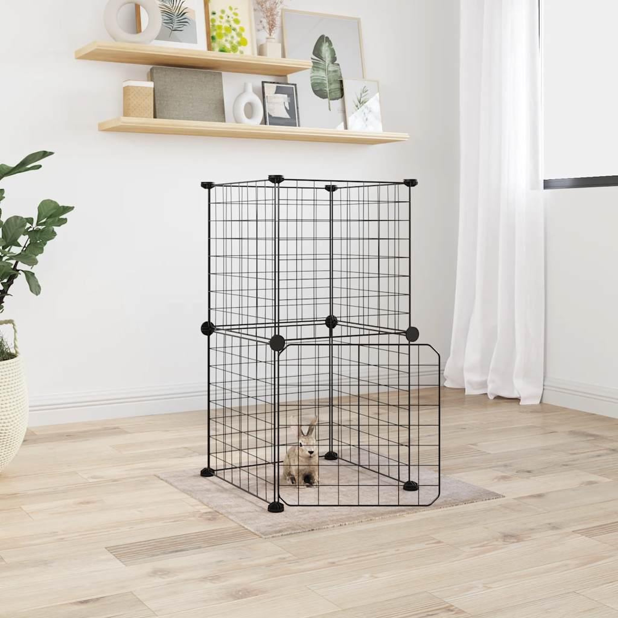 VIDAXL Cage animaux de compagnie a 8 panneaux et porte Noir 35x35 cm