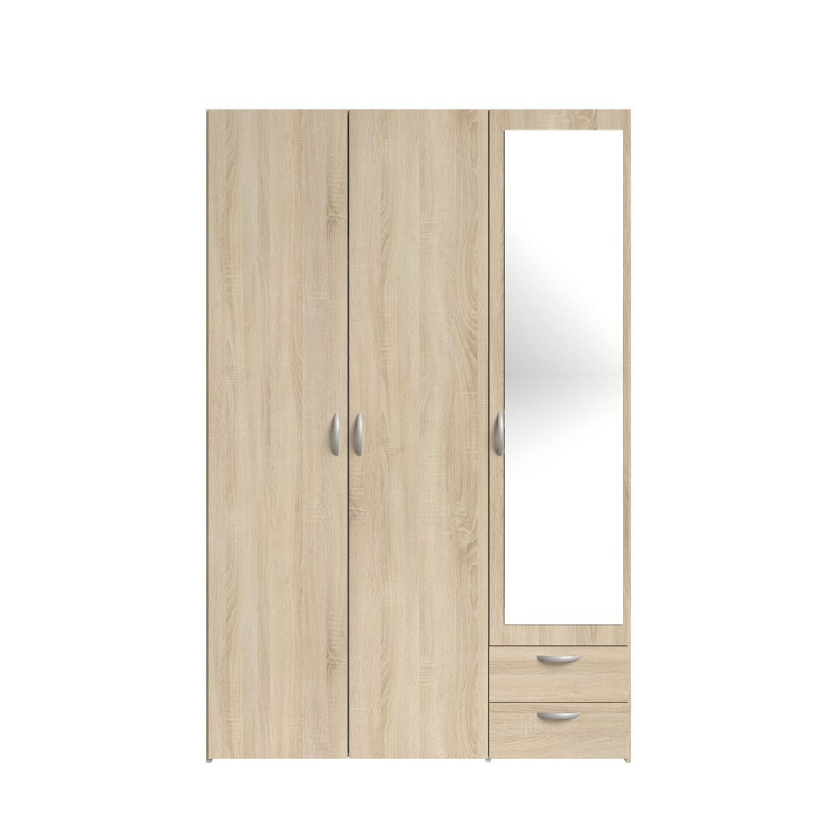 Armoire 3 portes 2 tiroirs 1 miroir L120cm DAISY